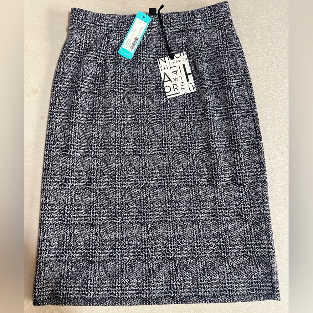 41 Hawthorn Kora Knit Navy Jacquard Pencil Skirt